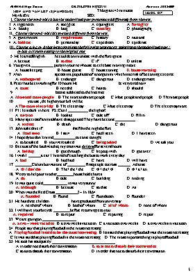 Đề thi học kỳ 2 môn Tiếng Anh Lớp 12 (Nâng cao) (Có đáp án)